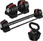 King Smith 24 kg Adjustable Weight Set: Dumbbells, Kettlebells, and Barbells—3-in-1