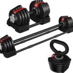 King Smith 24 kg Adjustable Weight Set: Dumbbells, Kettlebells, and Barbells—3-in-1