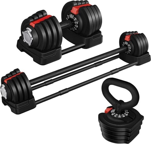 King Smith 24 kg Adjustable Weight Set: Dumbbells, Kettlebells, and Barbells—3-in-1