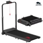 Black Bull Folding Treadmill with Bluetooth and App | Maximum motor power: 2 hp, speed: 1–10 km/h, weight capacity: 120