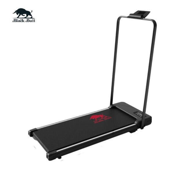 Black Bull Treadmill with Vibration Function, Handrails, and App | 2 HP Peak Motor, 1–8 km/h, 100 kg Capacity