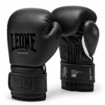 Black and white boxing gloves in black